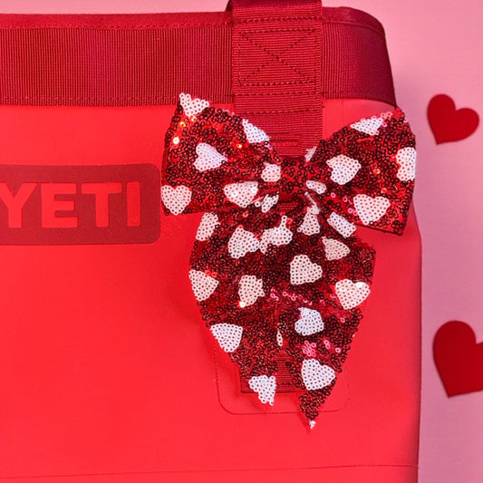 Red Hearts Sequin Bag Bow