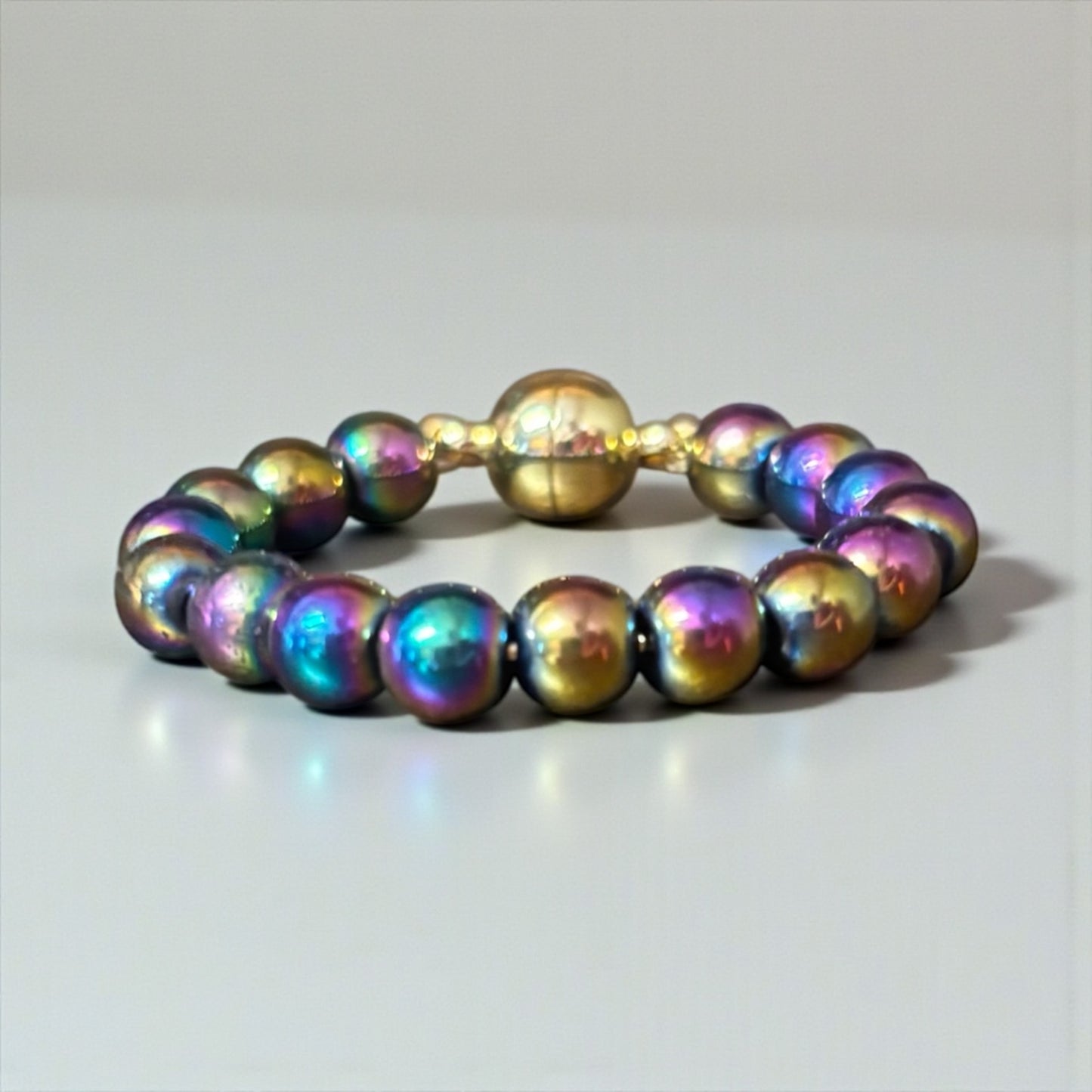 Rainbow Hematite || Cup Bracelet || Magnetic Handle Charm