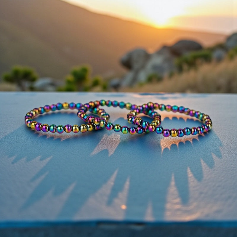 Rainbow Hematite || Cup Bracelet || Magnetic Handle Charm