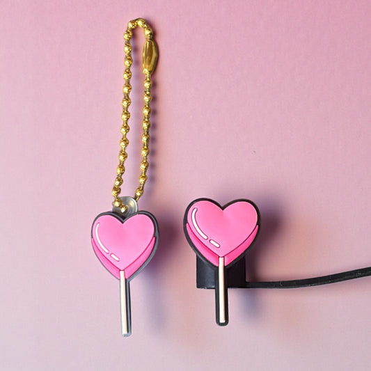 Heart Lollipop Straw Topper & Handle Charm Bundle