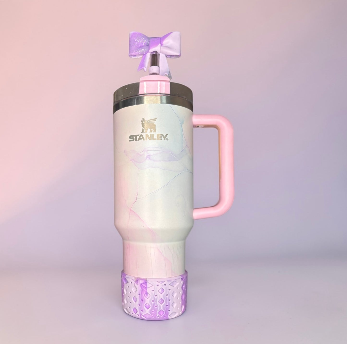 Lavender Haze Fusion Big Bow Silicone Straw Topper