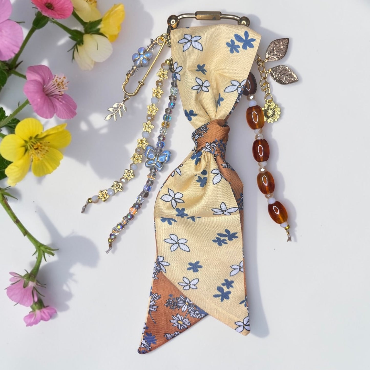 Amber Floral Clip Charm