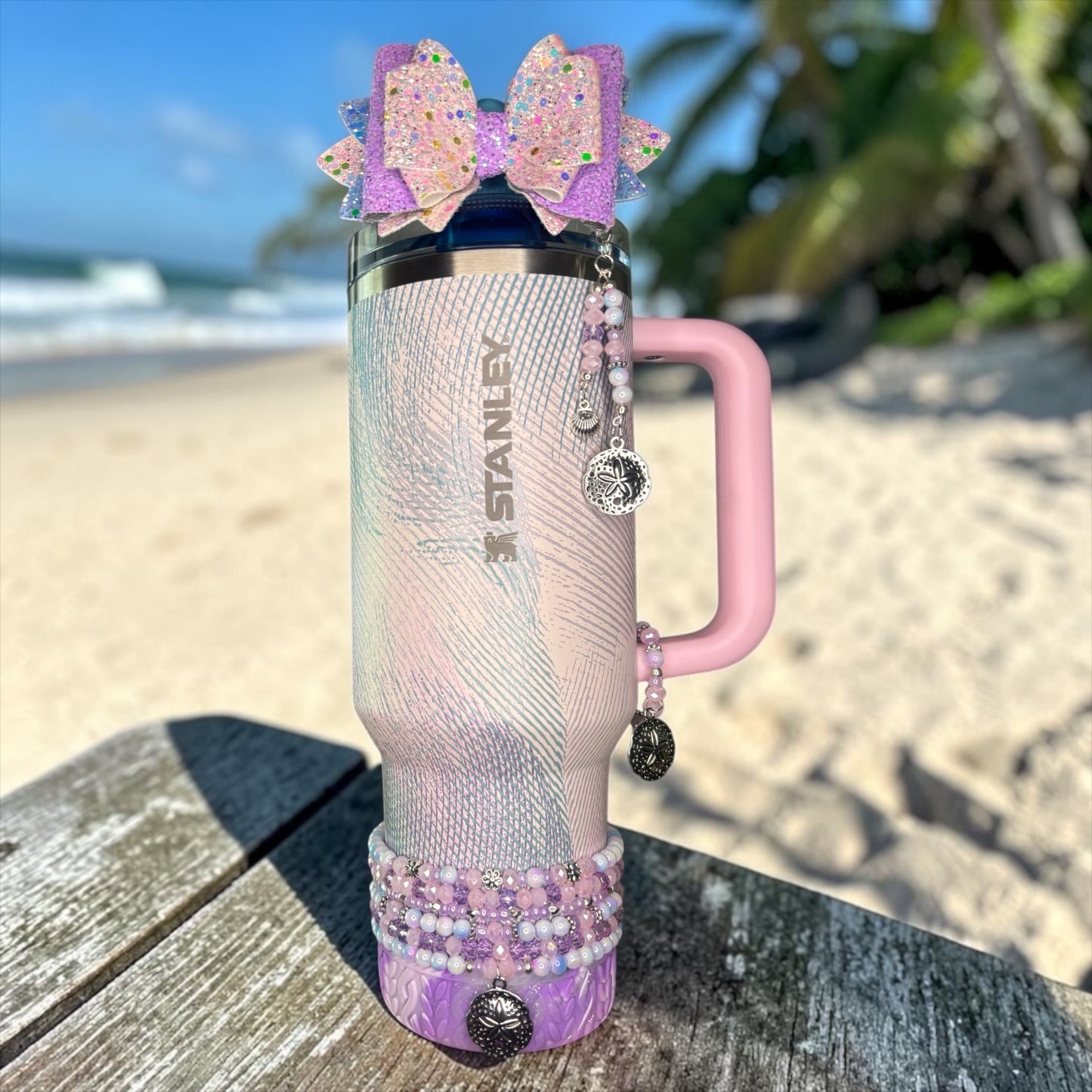 Sea Glass Plume Dangle Charm