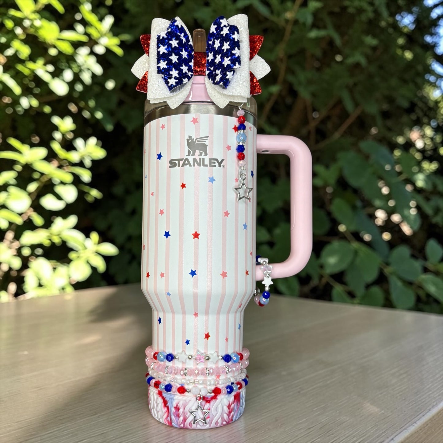 Pink Starry Stripes Magnetic Handle Charm