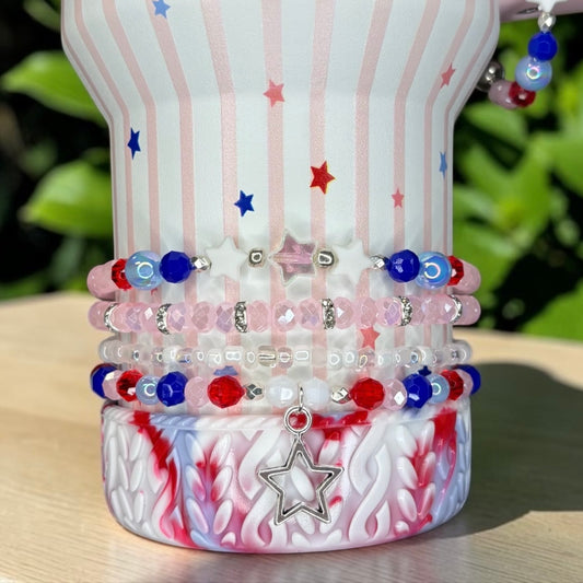 Pink Starry Stripes Bracelets Wrist or Tumbler