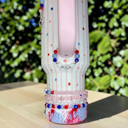 Pink Starry Stripes Magnetic Handle Charm