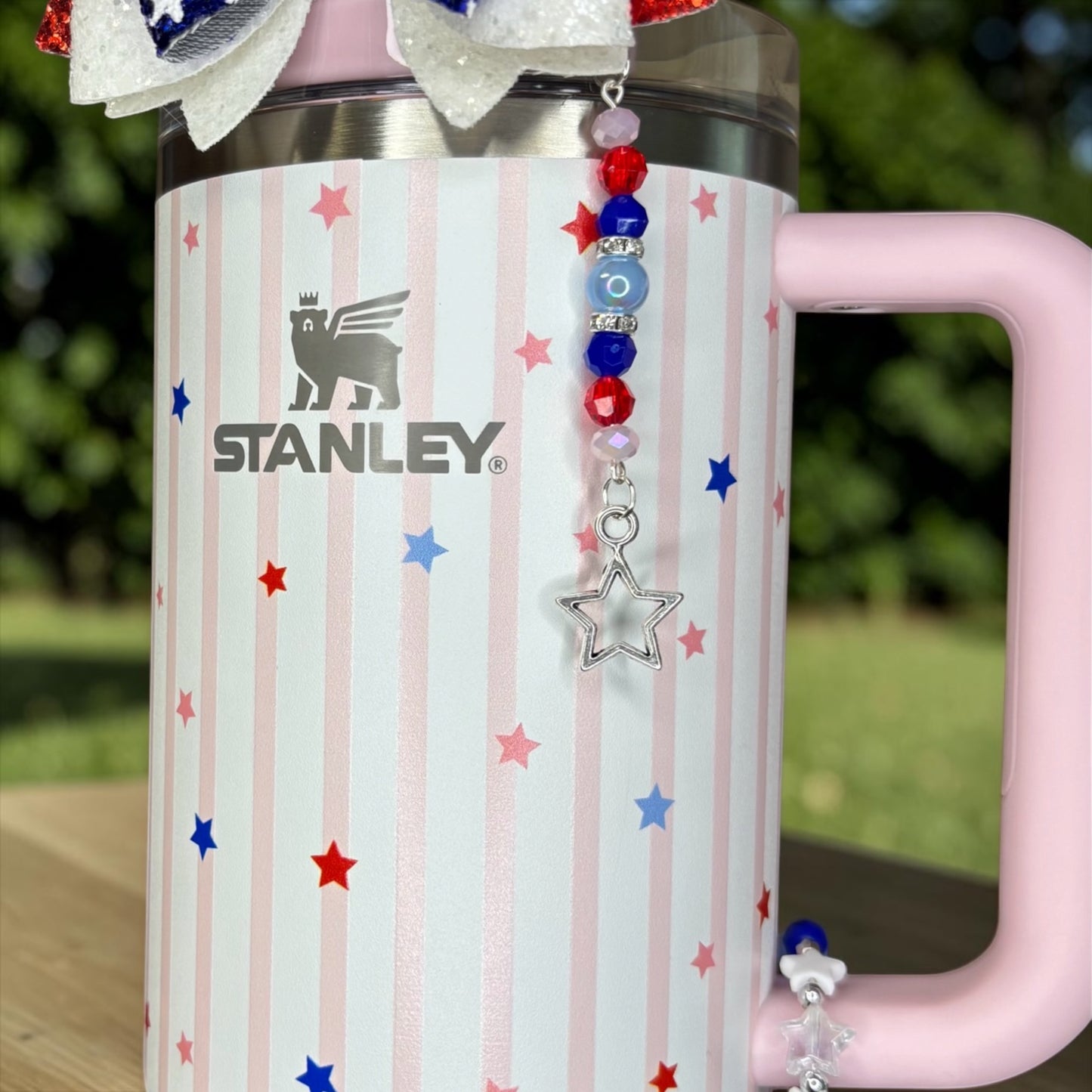 Pink Starry Stripes Dangle Charm