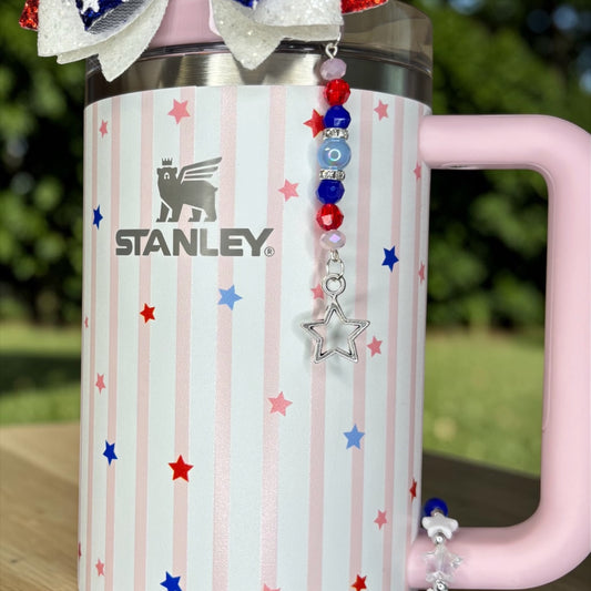Pink Starry Stripes Dangle Charm