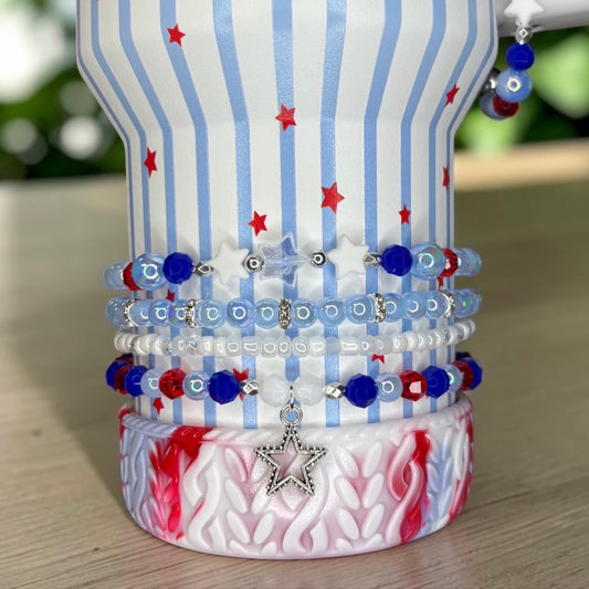 Blue Starry Stripes Bracelets Wrist or Tumbler
