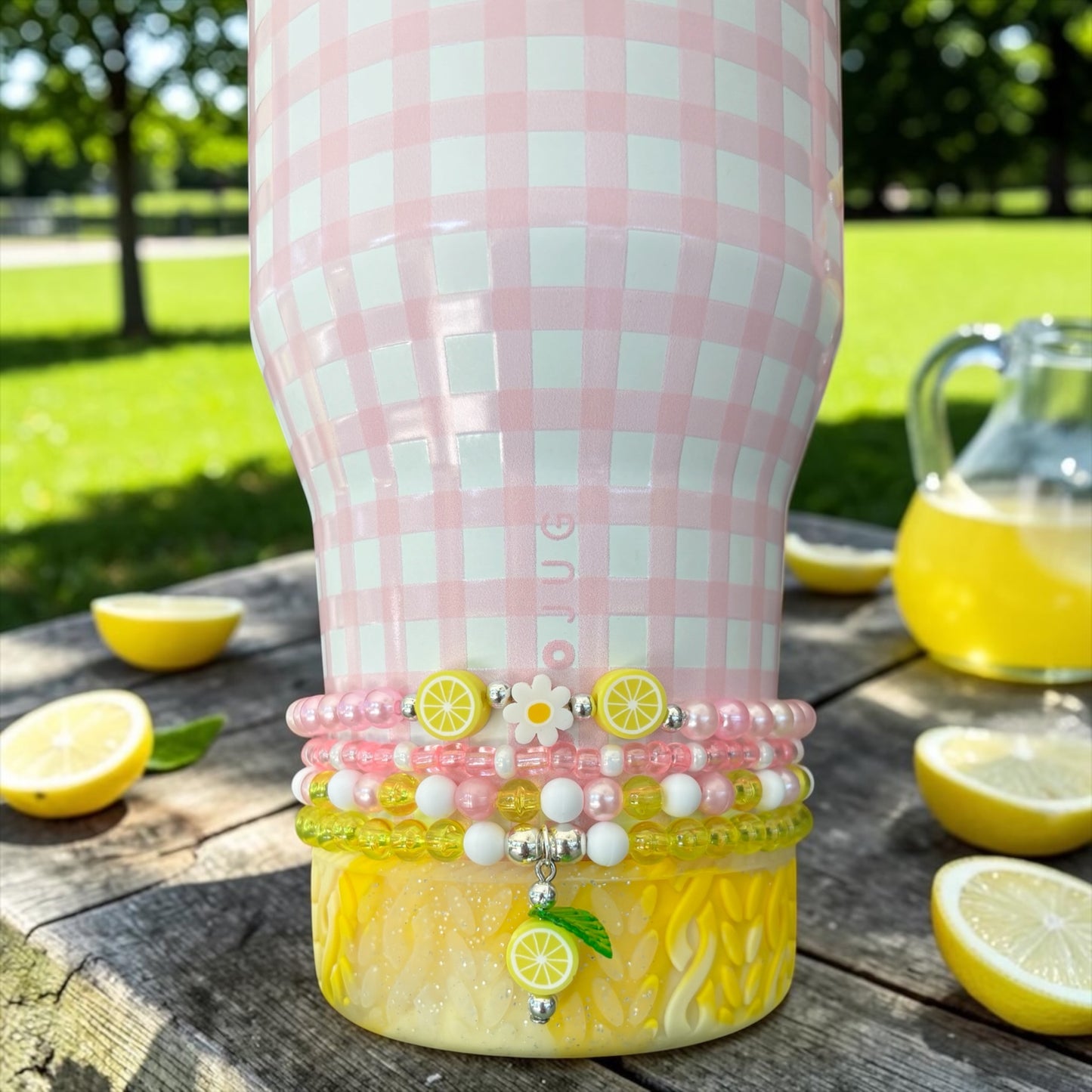 Pink Lemonade Bracelets Wrist or Tumbler
