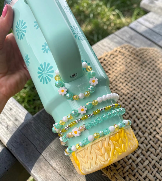 Teal Daisies Magnetic Handle Charm