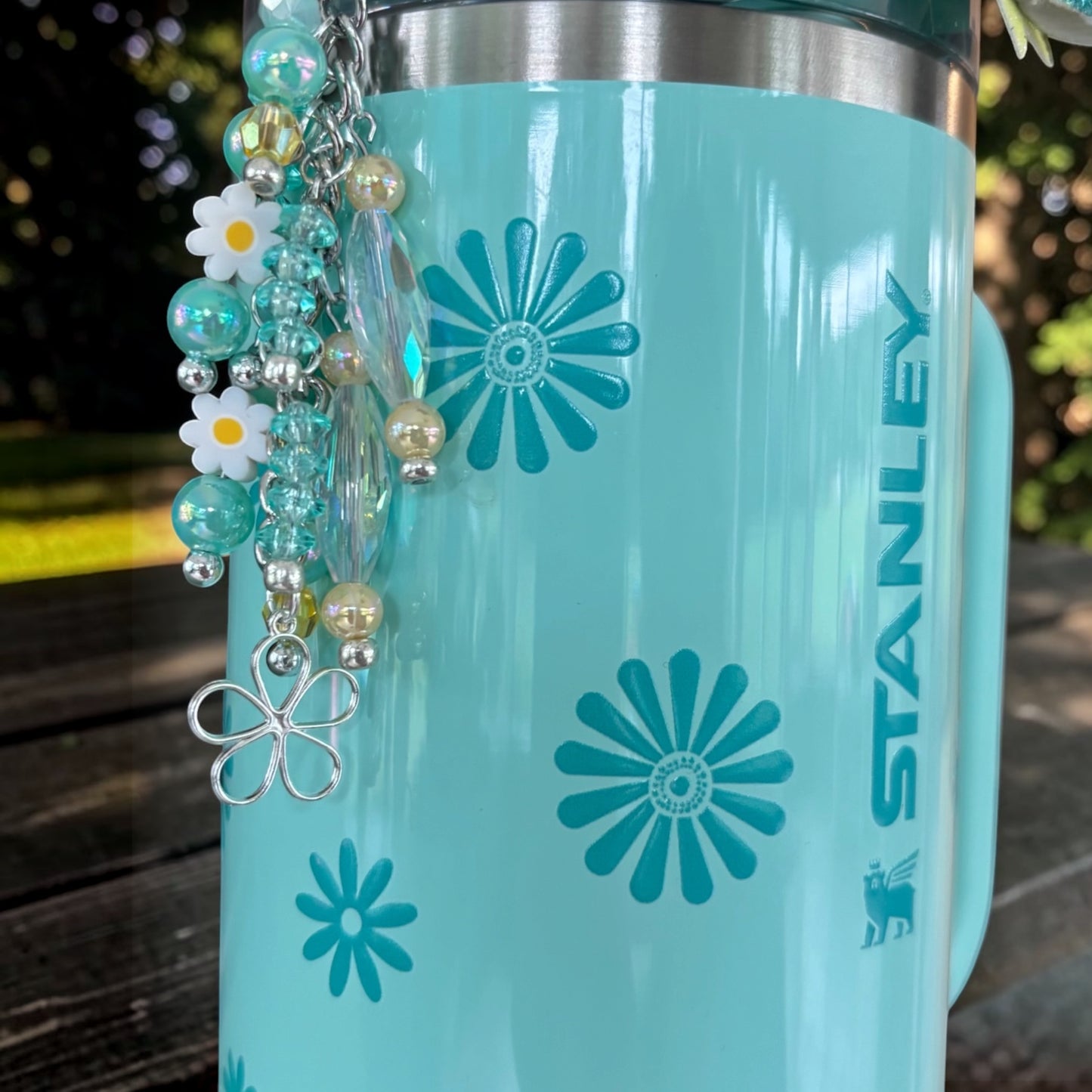 Teal Daisies Dangle Charm