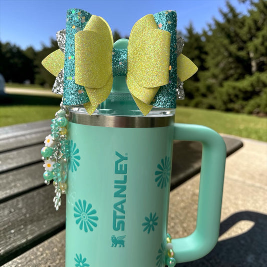 Teal Daisies Bow