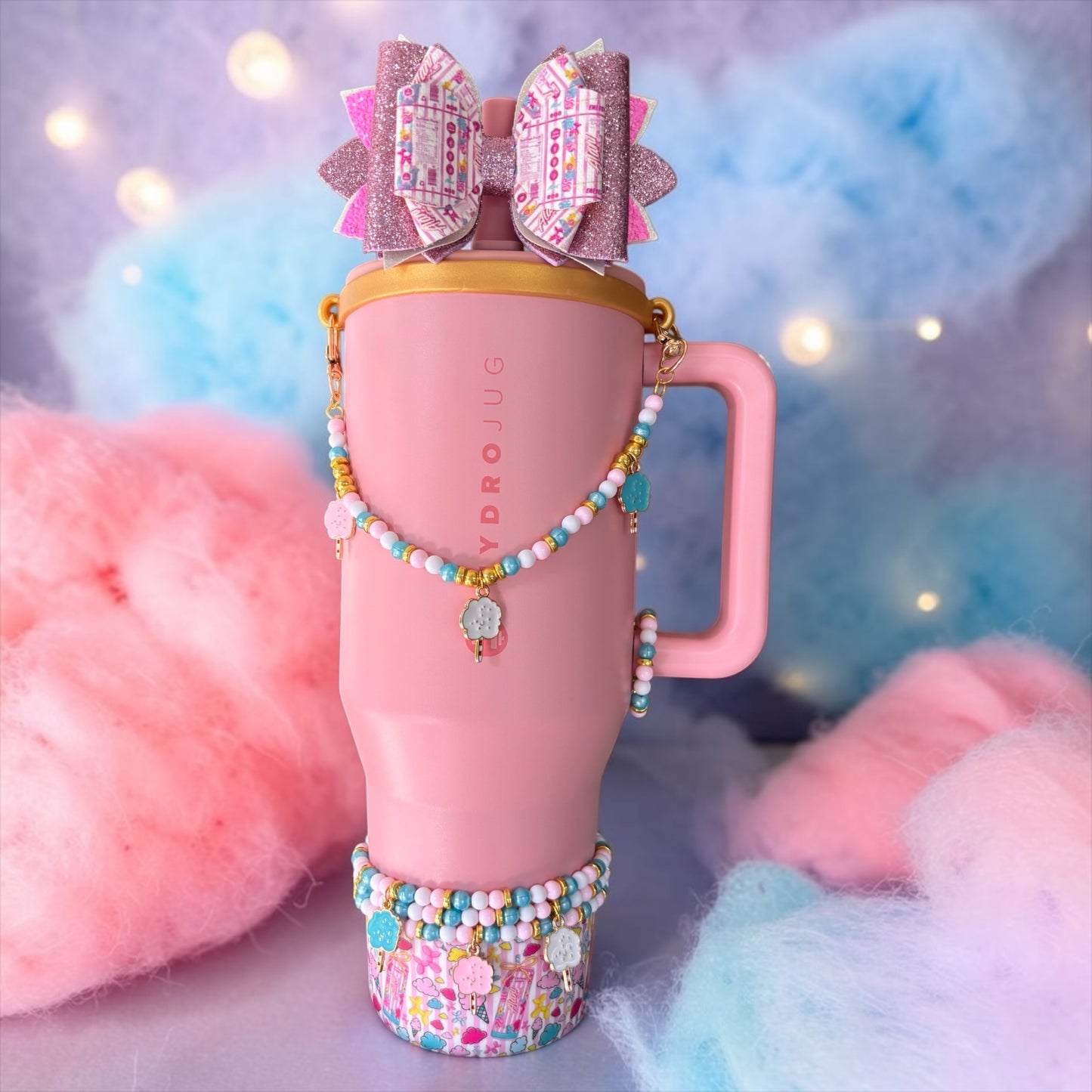 Pink Cotton Candy Silicone Boot & Bow Topper Bundle