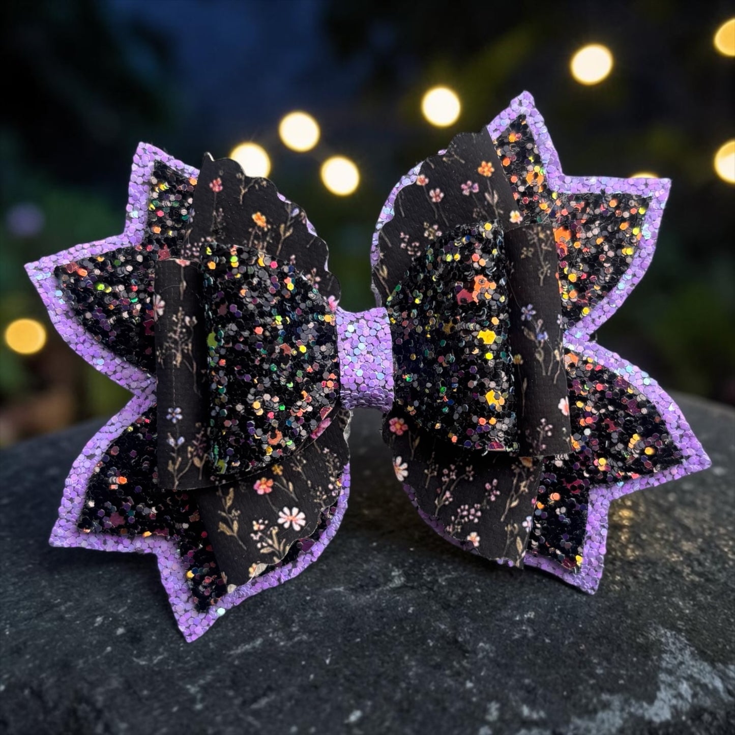 Midnight Floral Bow