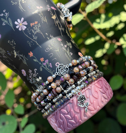 Midnight Floral Bracelets Wrist or Tumbler