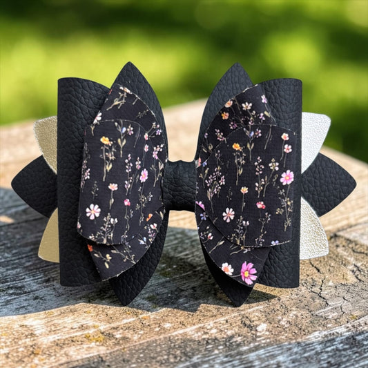 Midnight Floral Straw Topper Bow