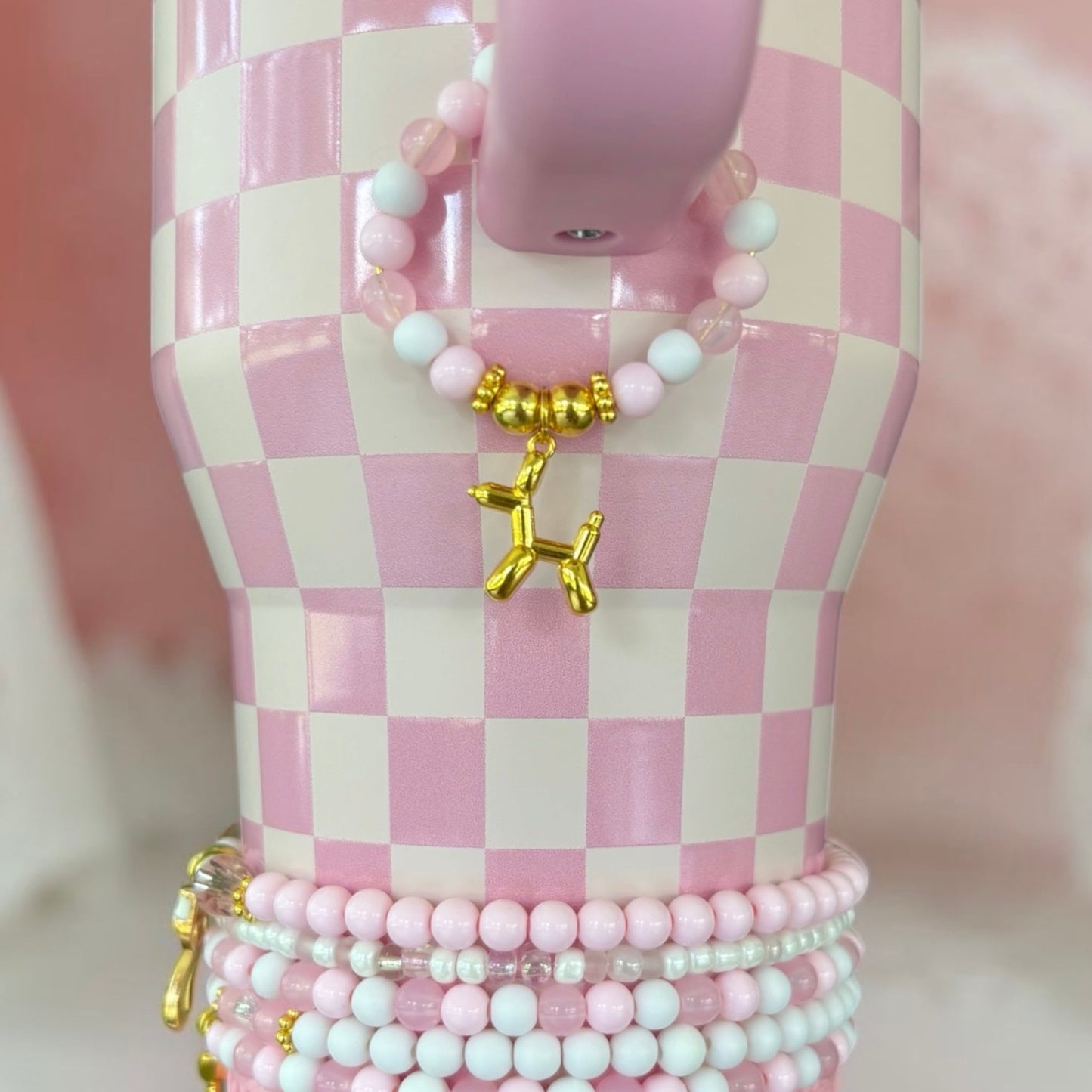Pink Dot Dog Magnetic Handle Charm